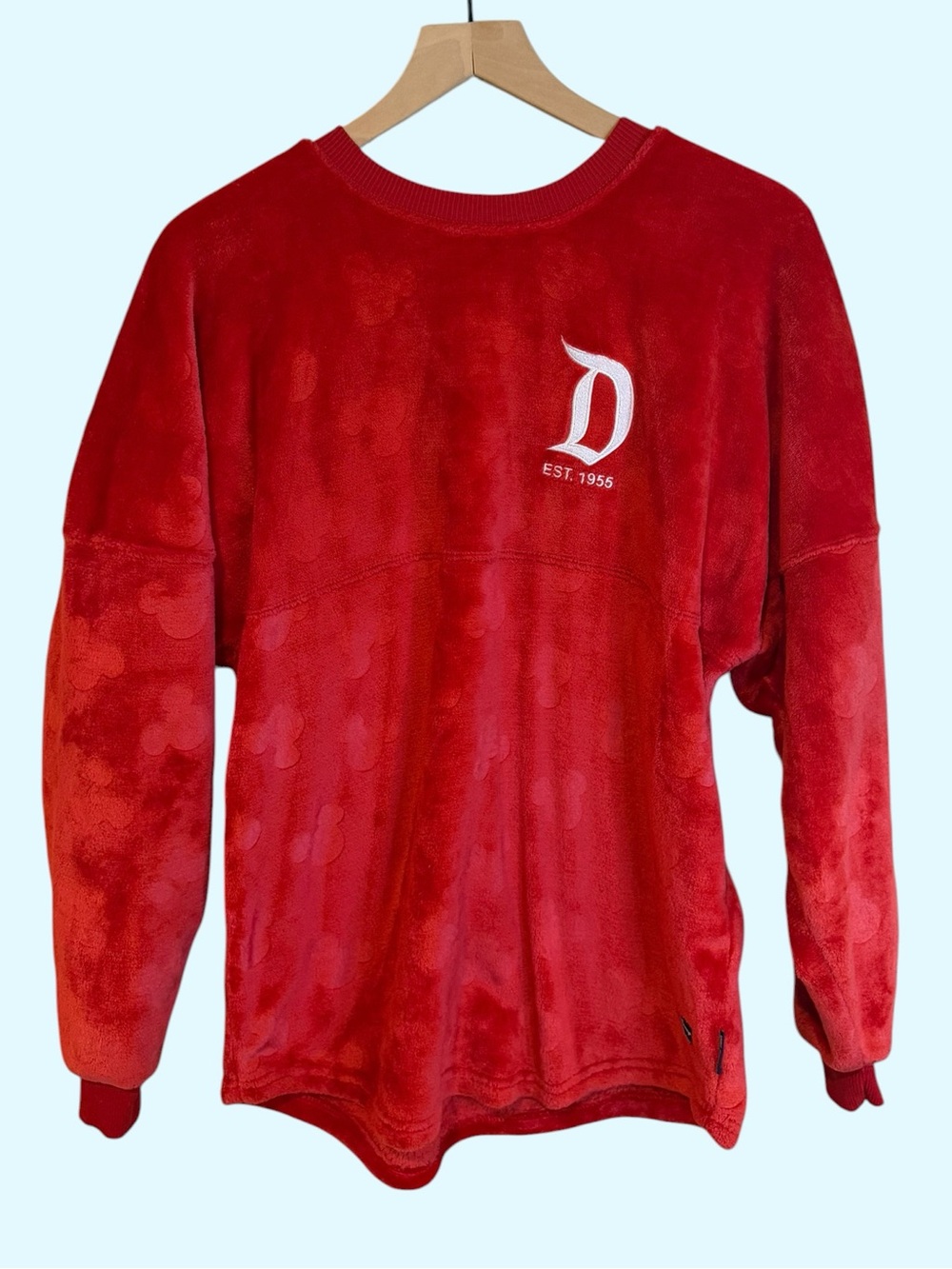 RARE Disneyland Spirit Jersey Red Fleece Fuzzy Plush Small Exclusive